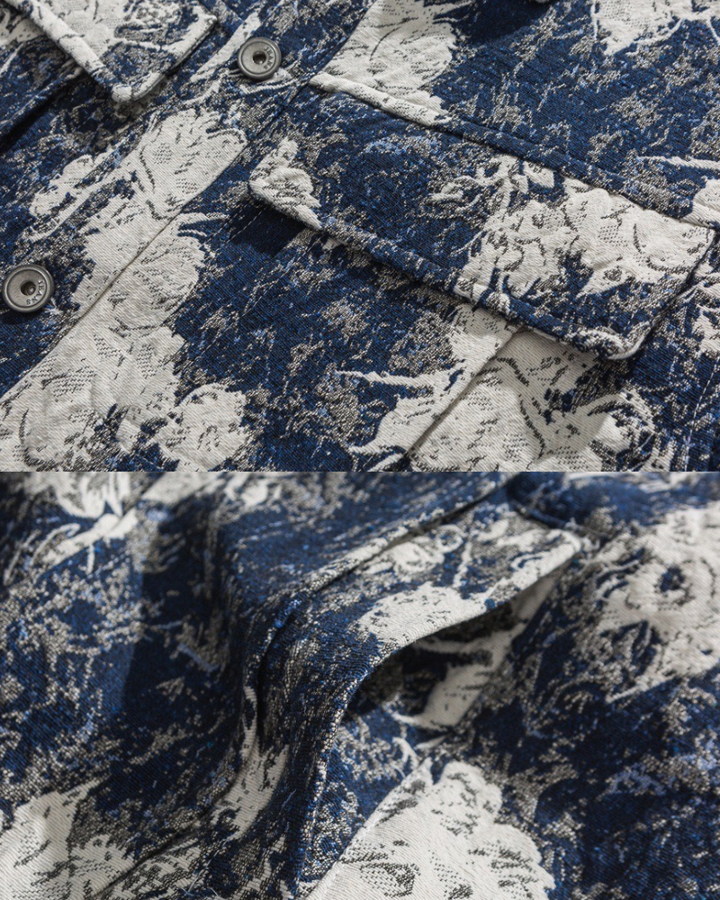 Giacca con sovracamicia astratta indaco