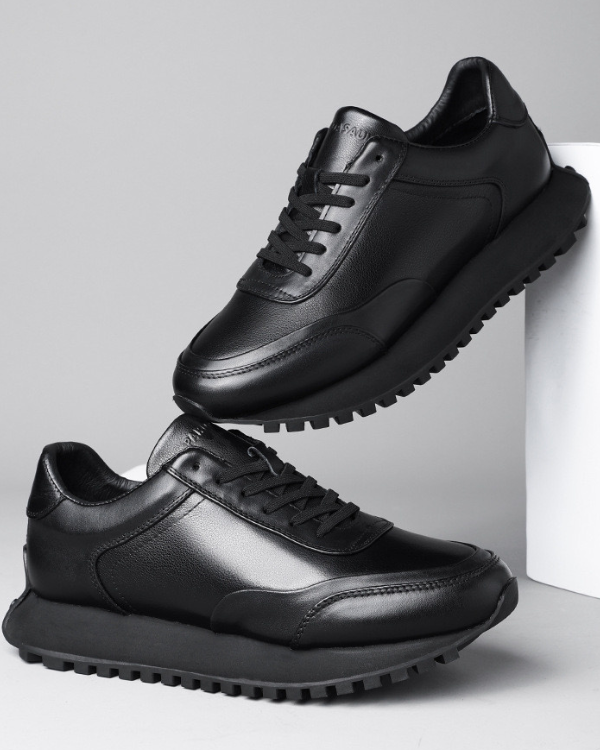 Runner in pelle nera Monaco