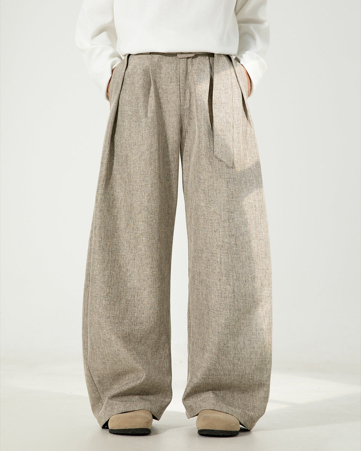 Pantaloni a gamba larga in misto lana