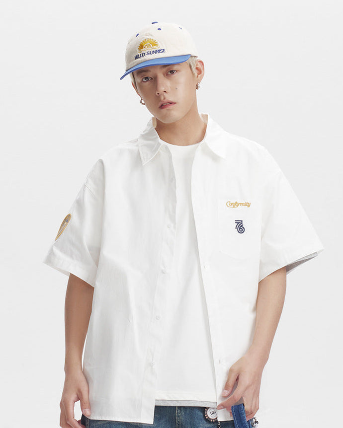 Camicia a maniche corte con punto Meridian