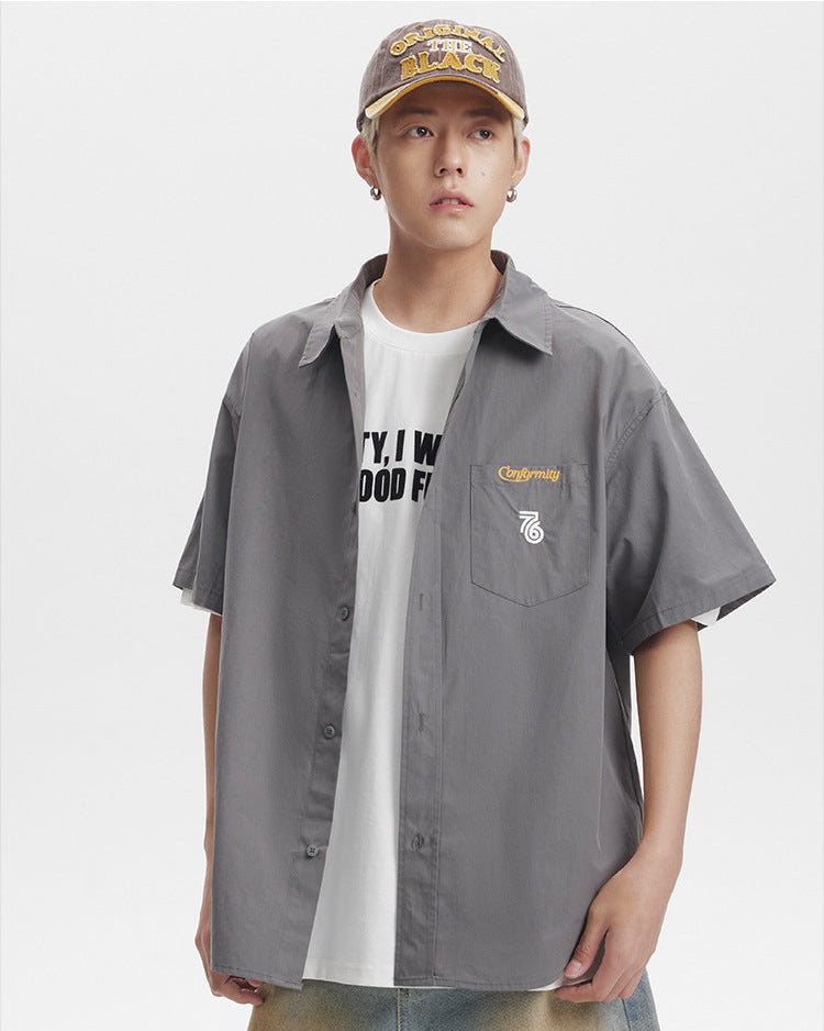 Camicia a maniche corte con punto Meridian