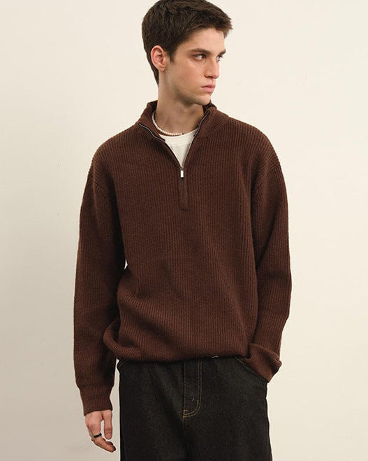 Maglione a mezza zip in maglia vintage con passanti