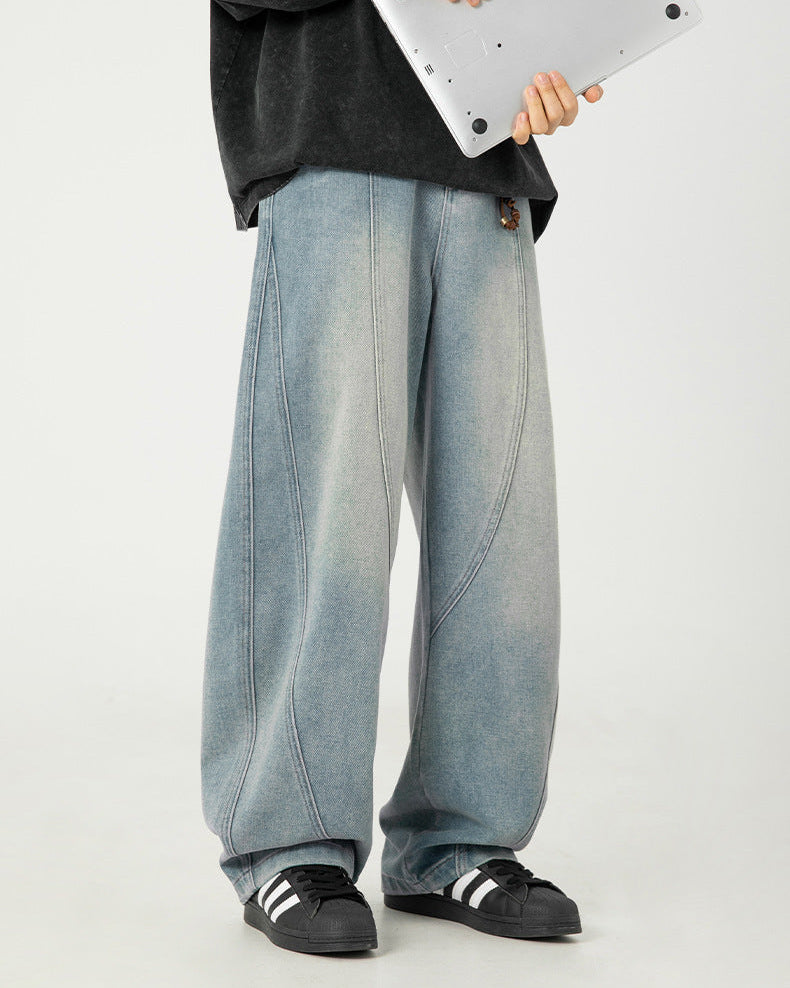 Denimjeans med vide ben i japansk stil