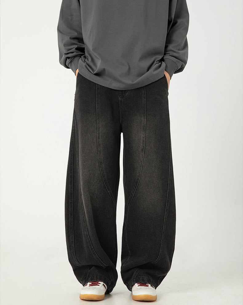 Denimjeans med vide ben i japansk stil