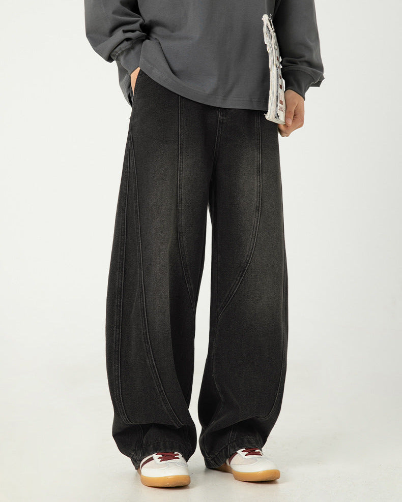 Denimjeans med vide ben i japansk stil