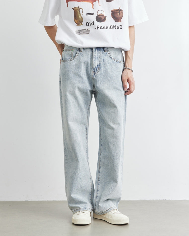 Soft Stone 5-lommers straight jeans i denim