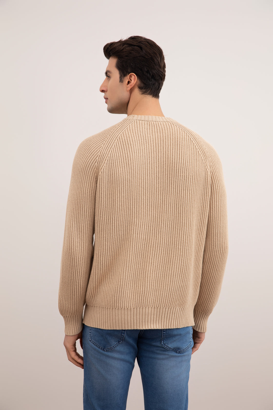 Tan English Rib Crewneck i brunfarge