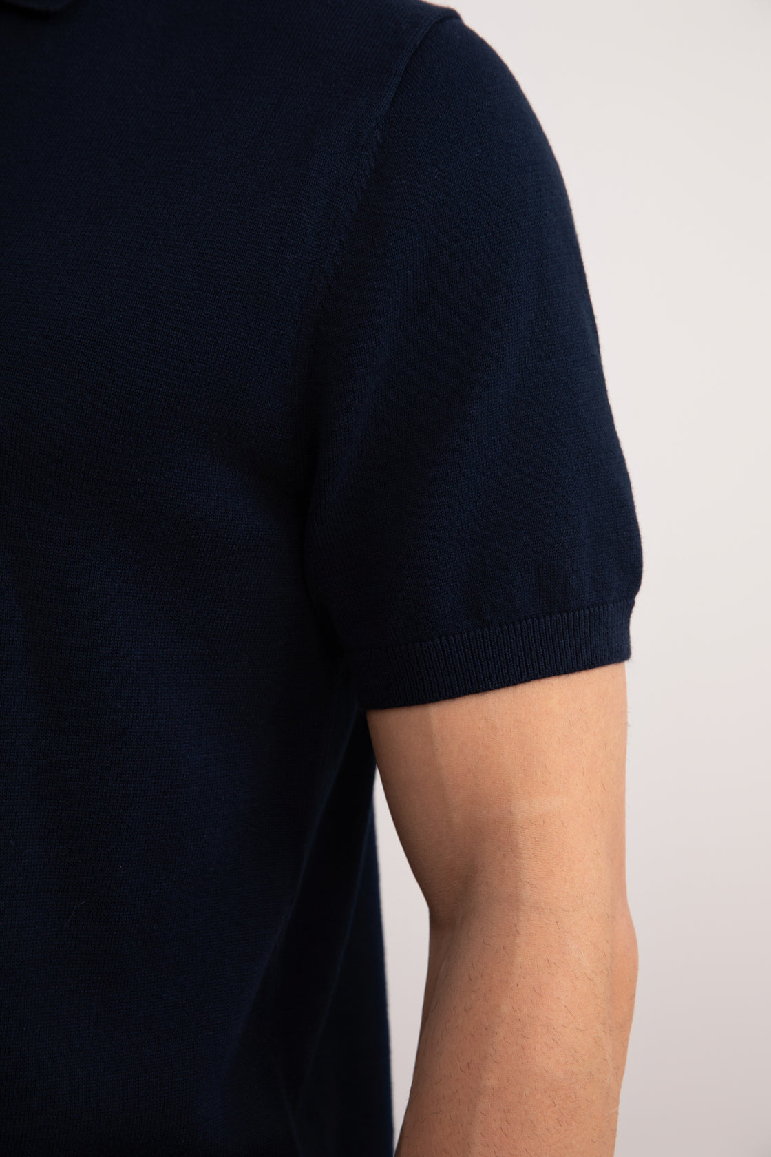 Navy Open Polo T-skjorte