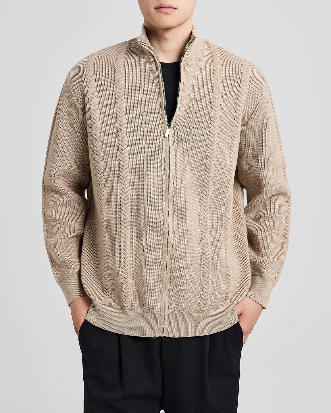 Hartsfield Cardigan med droppskulder og full glidelås