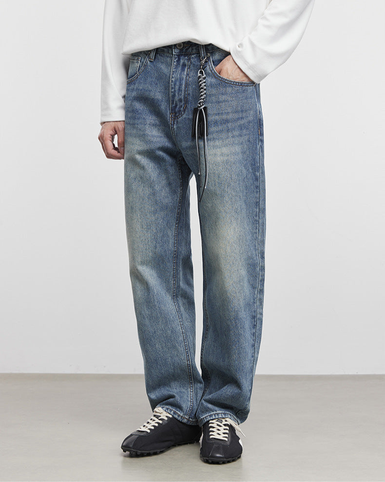 Street Silhouette Wide-Leg Washed Jeans