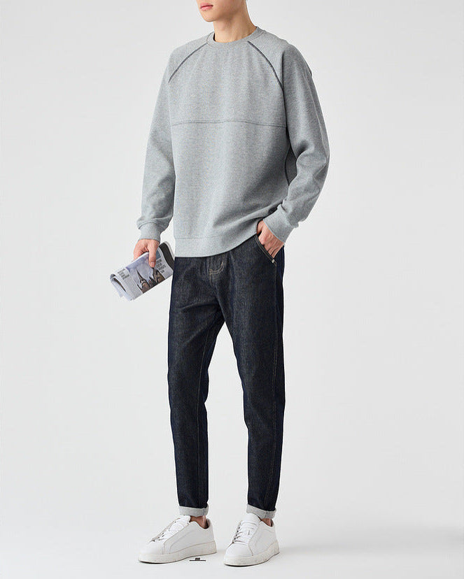 De Mo Maike 2025 Gestructureerde Split Contrast Crewneck Sweater