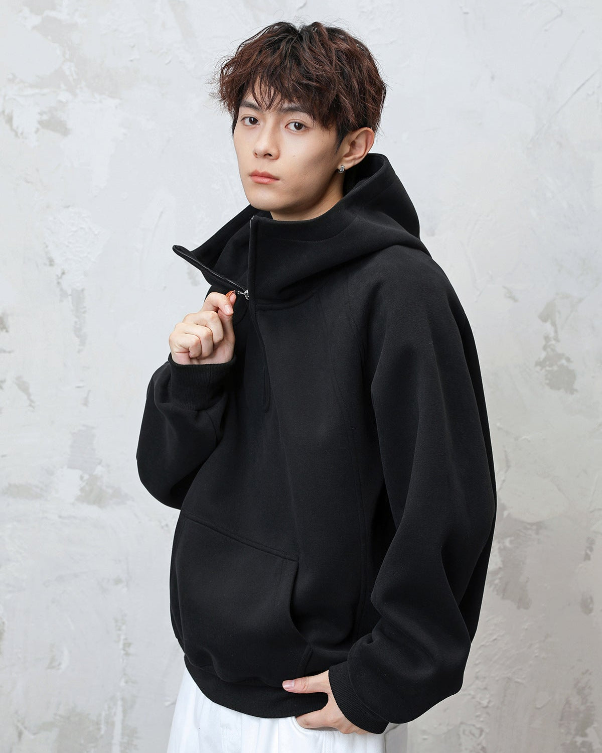 De Gebeeldhouwde Split Zip Hoodie Sweater