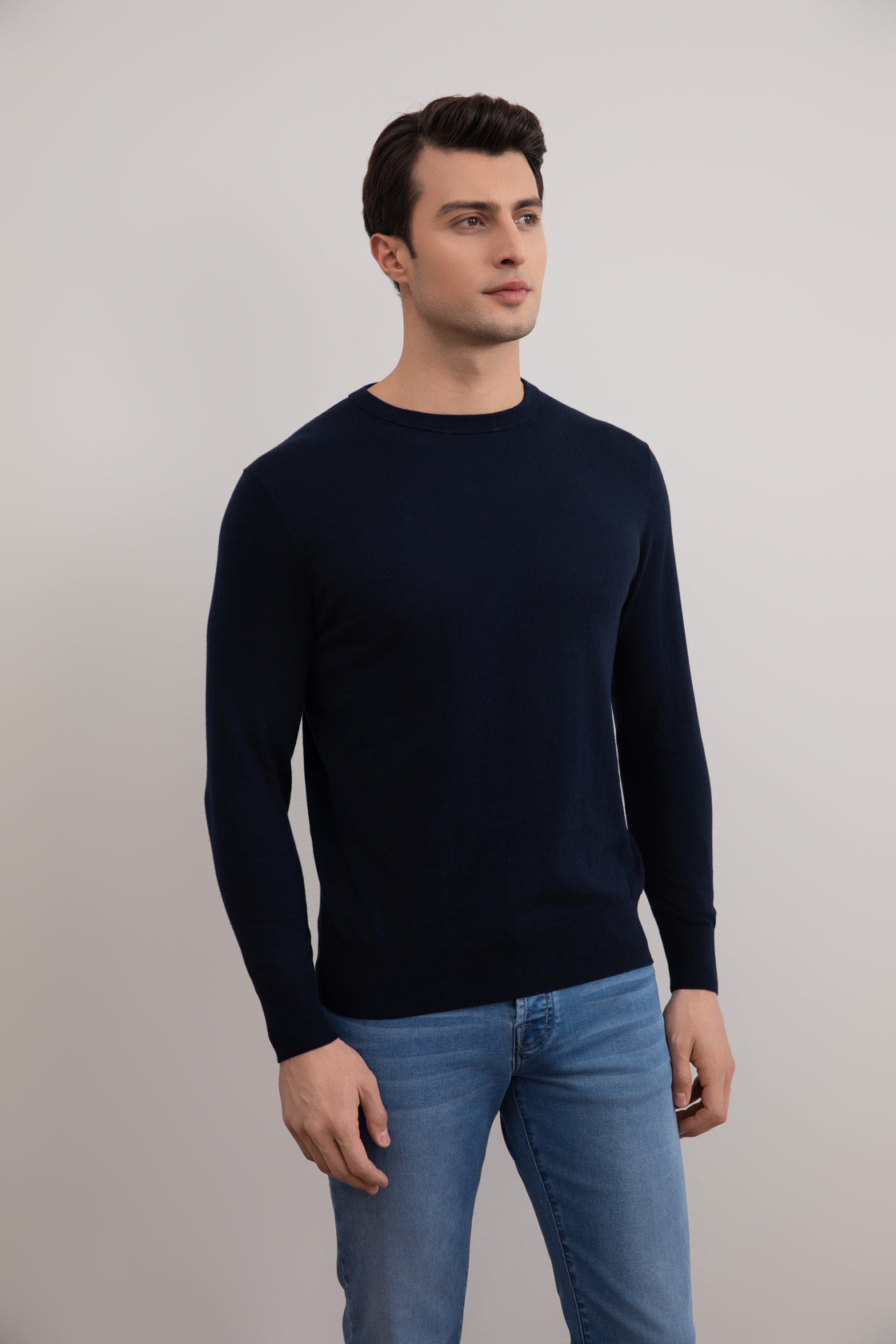 Navy Lichtgewicht Sweater met ronde hals
