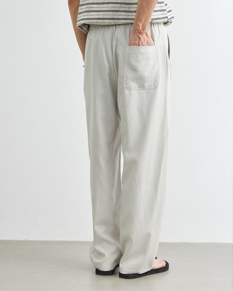 Linnen wijde broek met tailleband