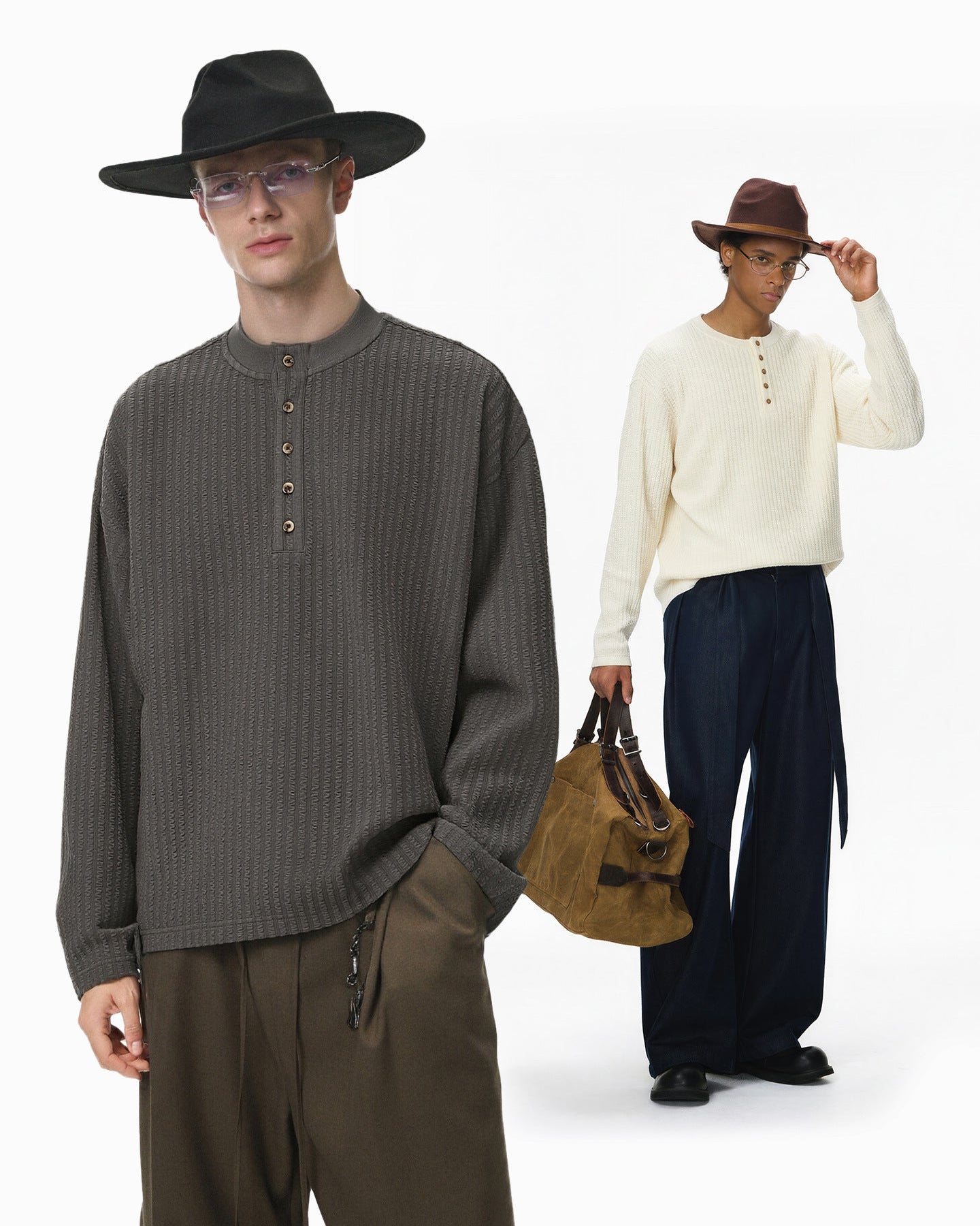 The Regent Henry-kraag T-shirt met lange mouwen