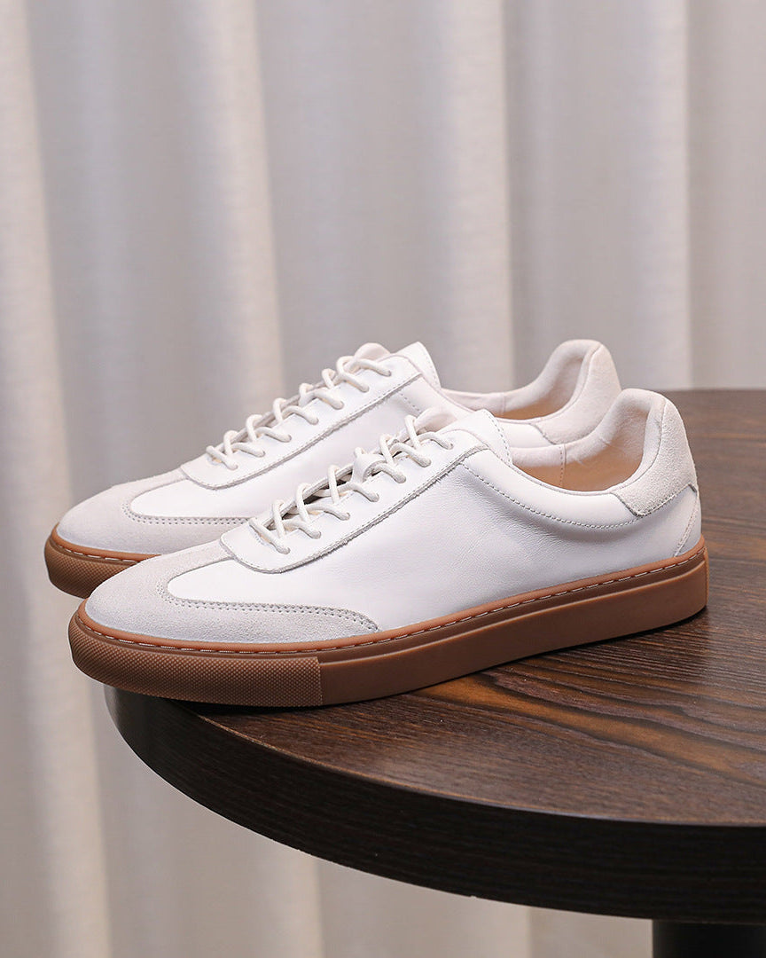 Lage sneakers van leer en suède met gomzool