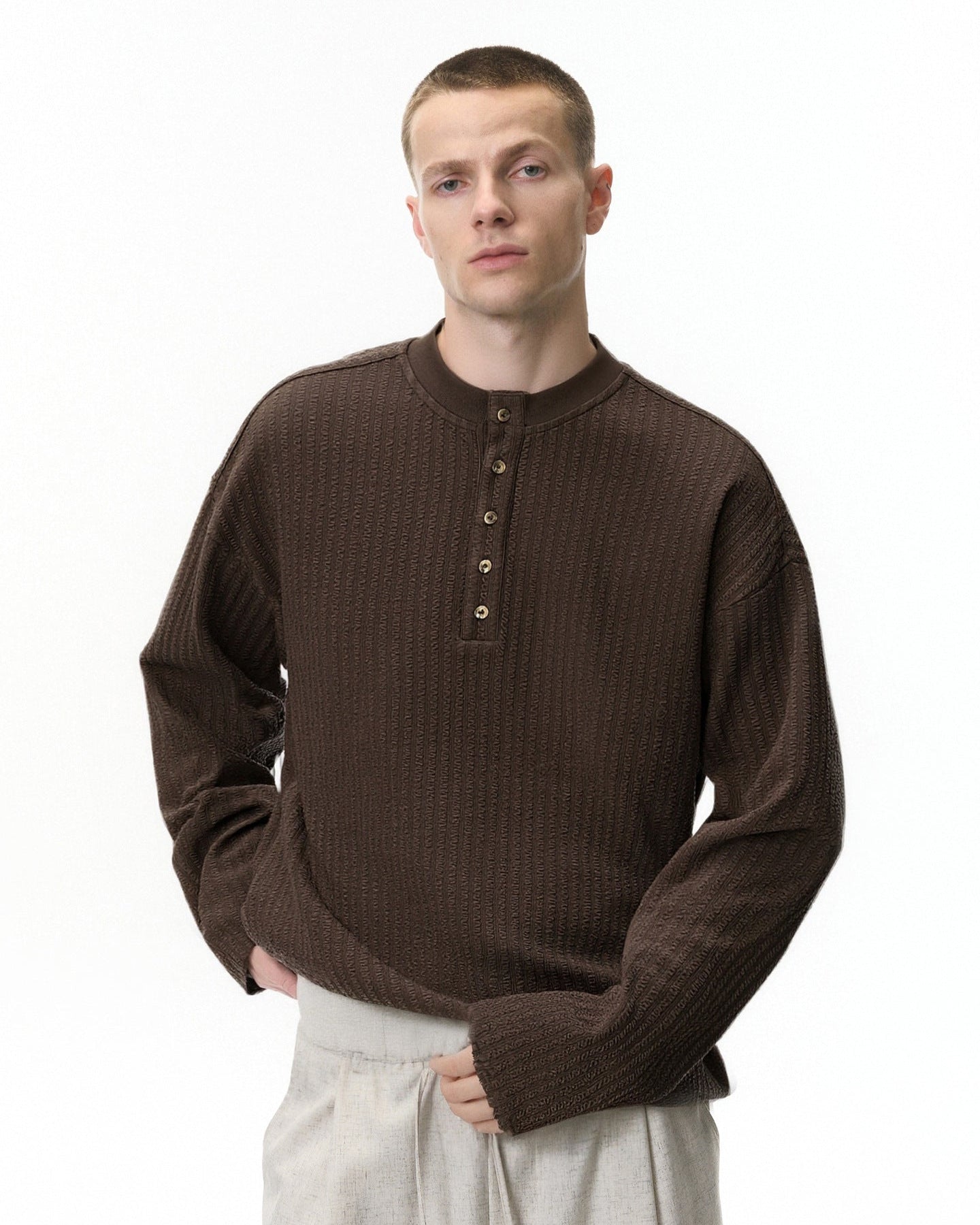 The Regent Henry-kraag T-shirt met lange mouwen