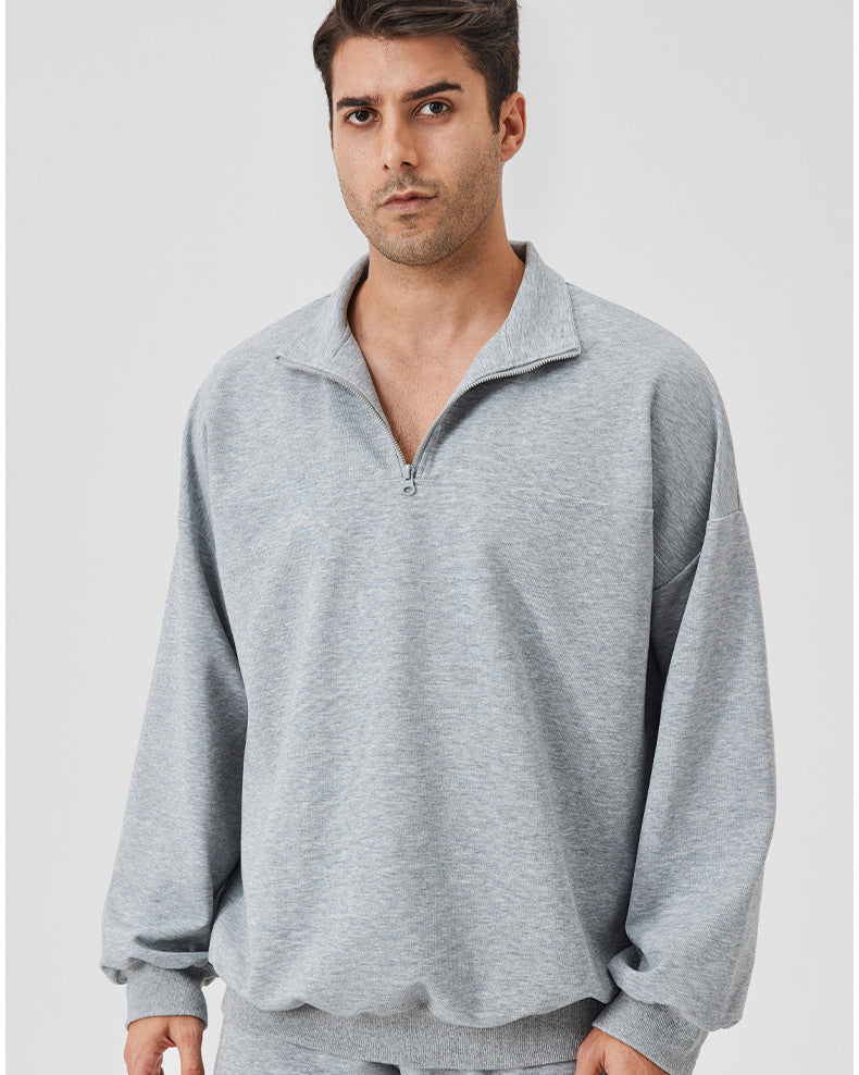 Relaxed sweatshirt met halve rits