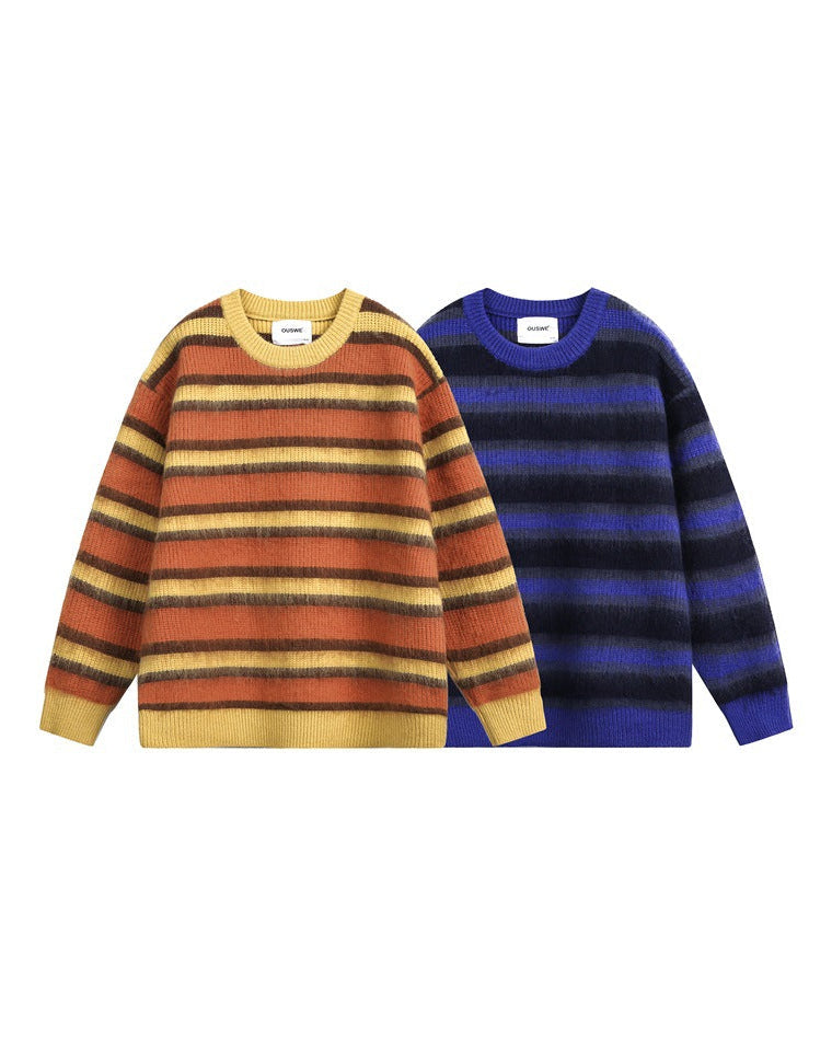 De Retro Gestreepte Sweater in Campusstijl