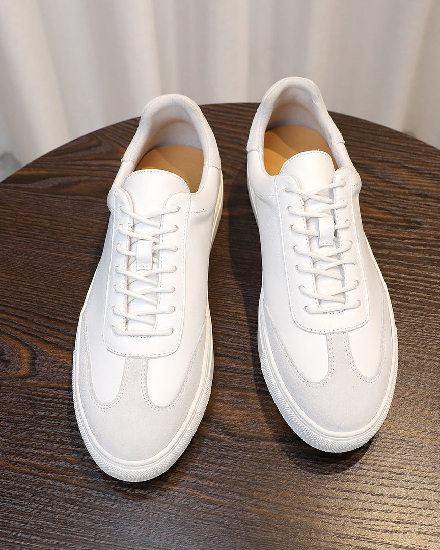 Leren en suède lage sneakers met contrasterende zool