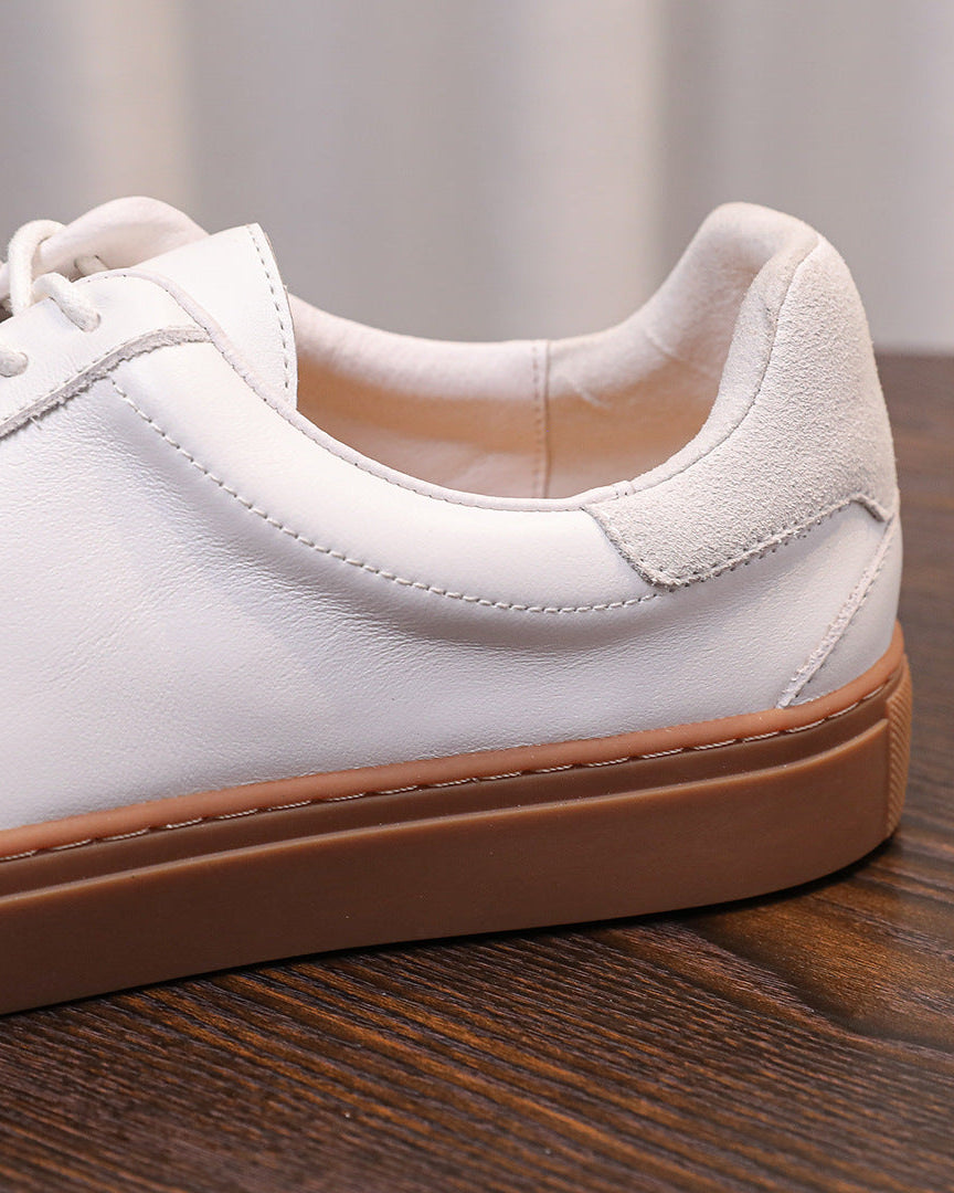 Lage sneakers van leer en suède met gomzool
