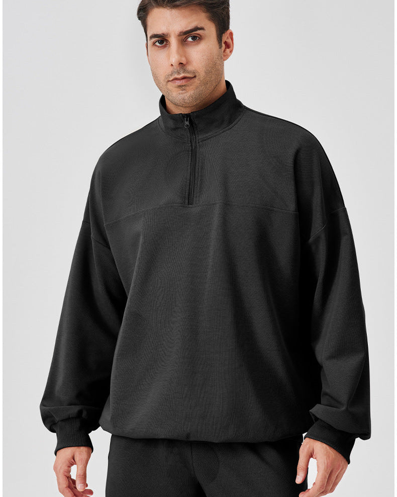 Relaxed sweatshirt met halve rits