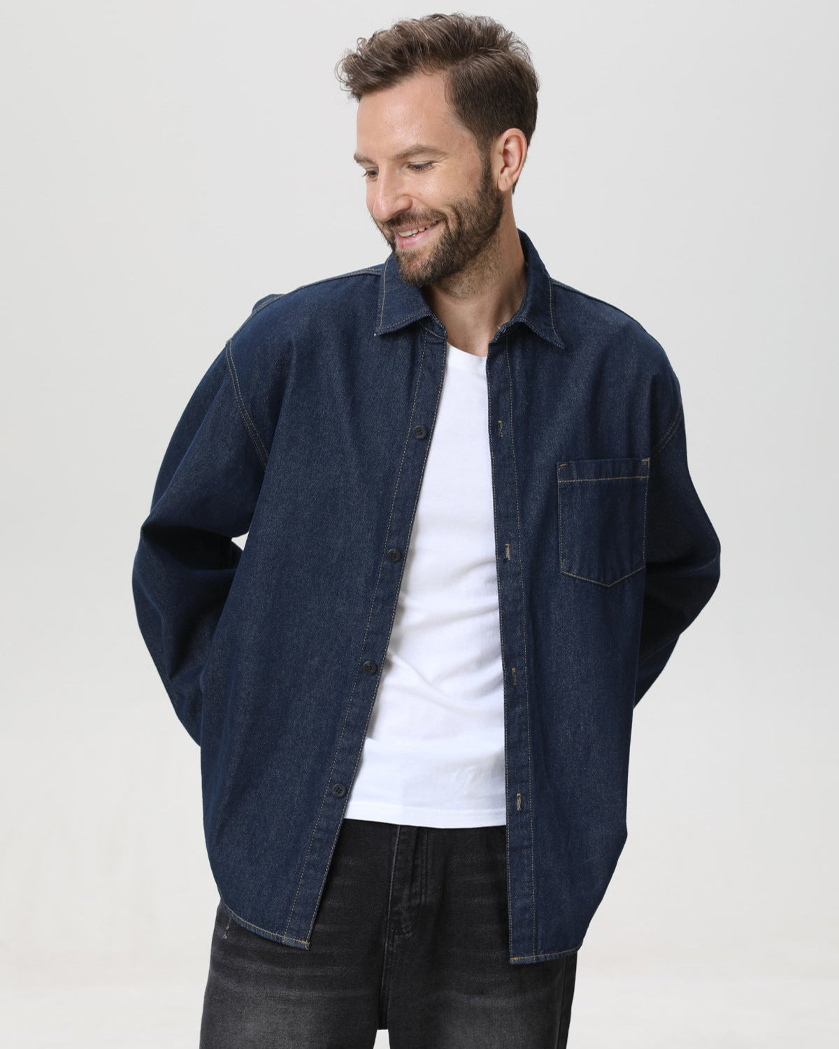 American Vintage Denim Overshirt met lange mouwen