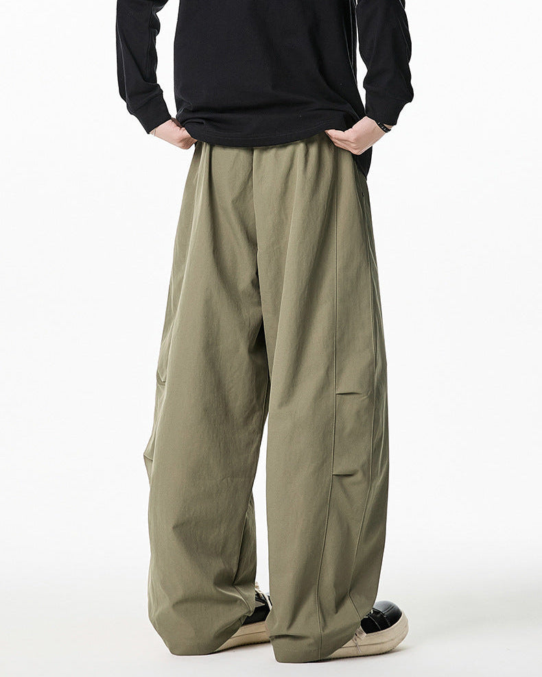 Calça casual plissada no estilo japonês