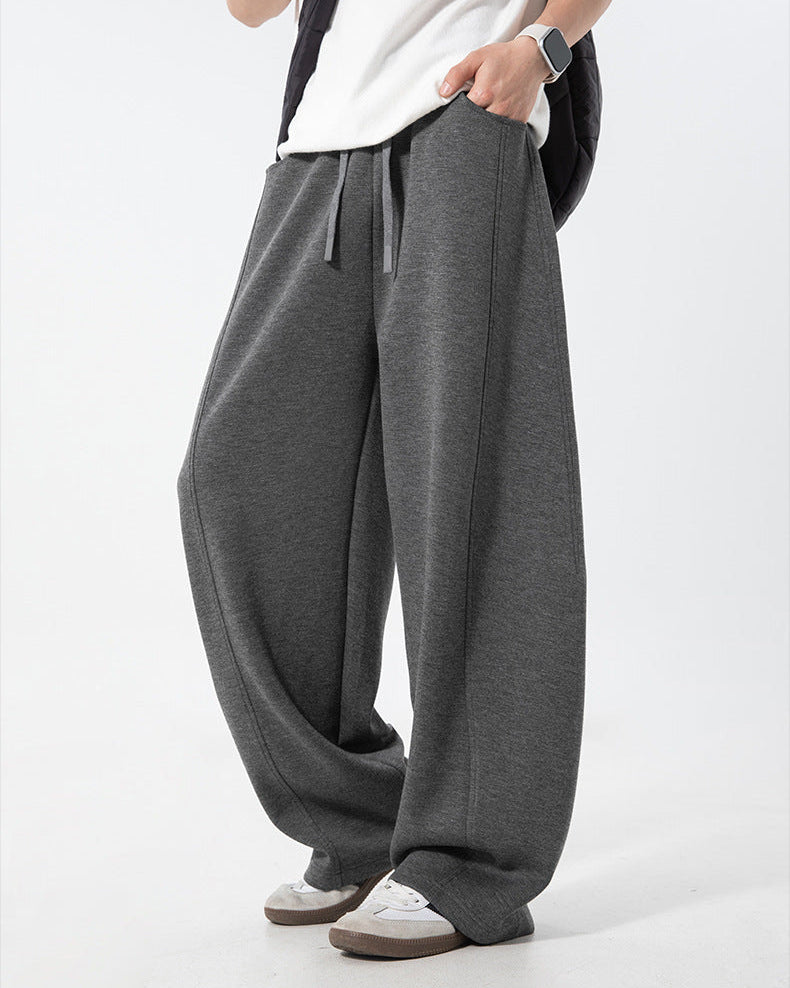 Calça casual texturizada com ponto dividido