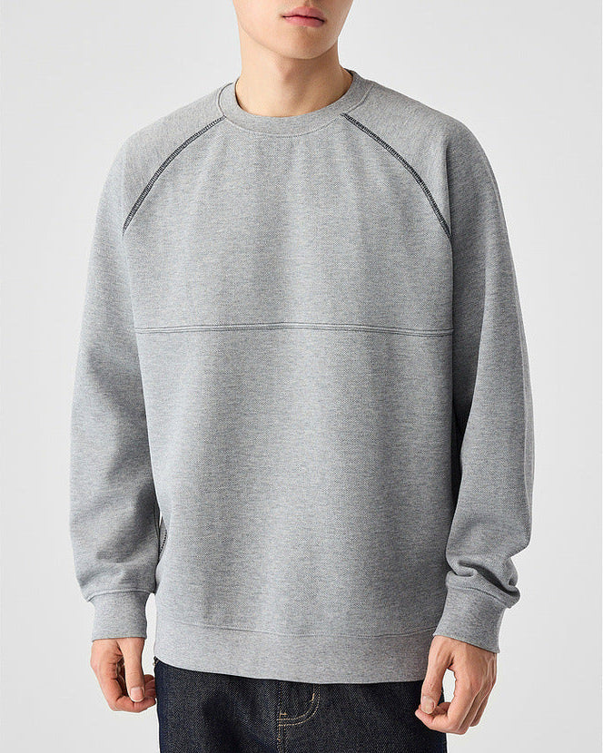 Suéter The Mo Maike 2025 Structured Split Contrast Crewneck Sweater