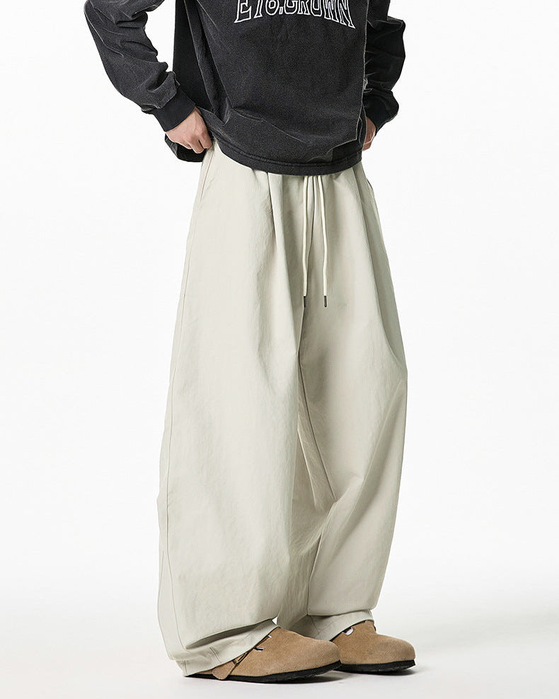 Calça casual plissada no estilo japonês