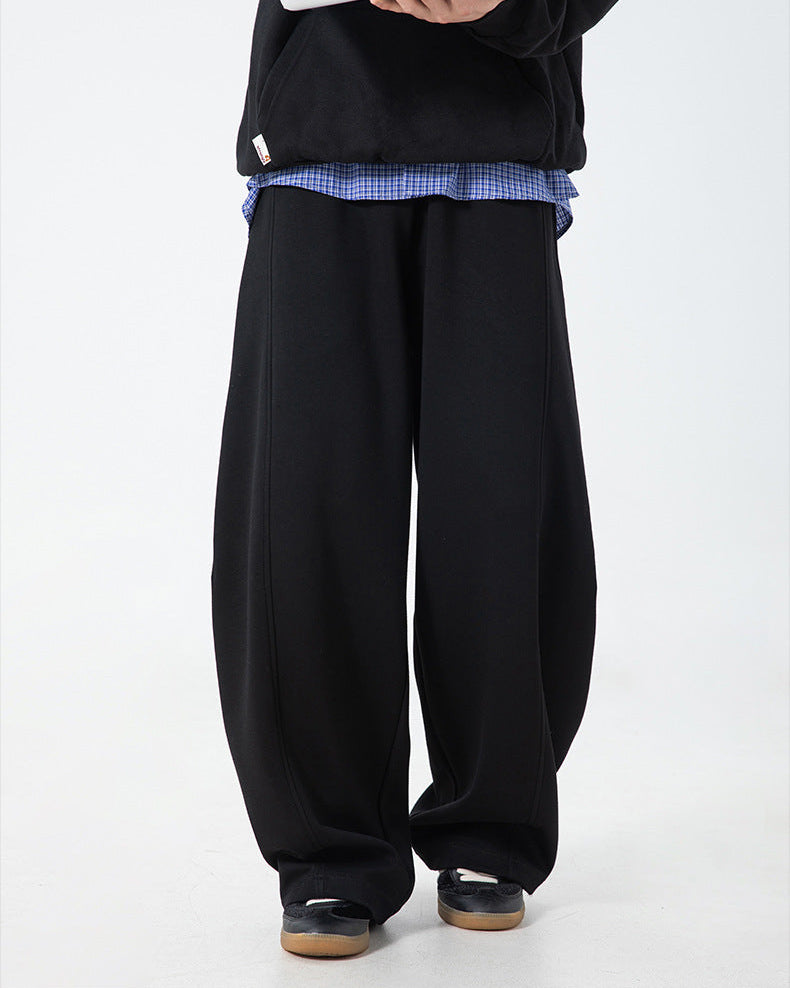 Calça casual texturizada com ponto dividido