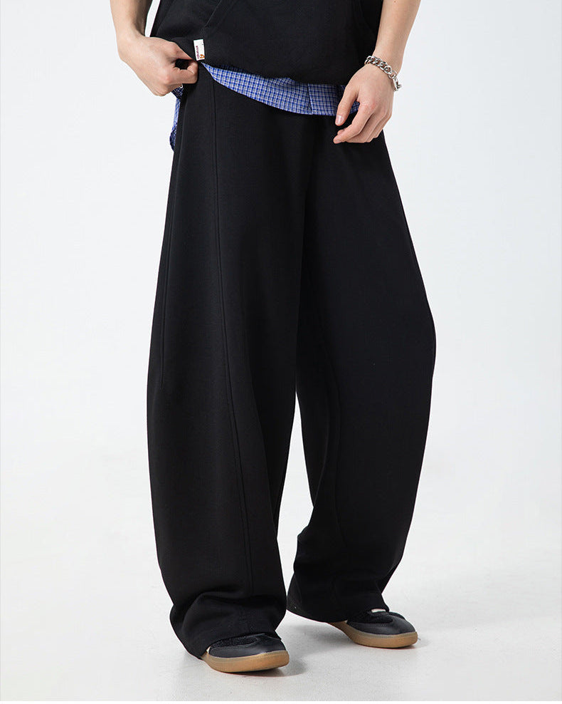 Calça casual texturizada com ponto dividido