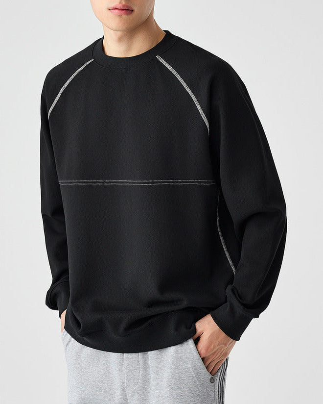 Suéter The Mo Maike 2025 Structured Split Contrast Crewneck Sweater