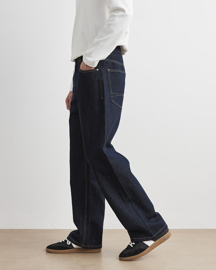 Jeans de perna larga índigo escuro