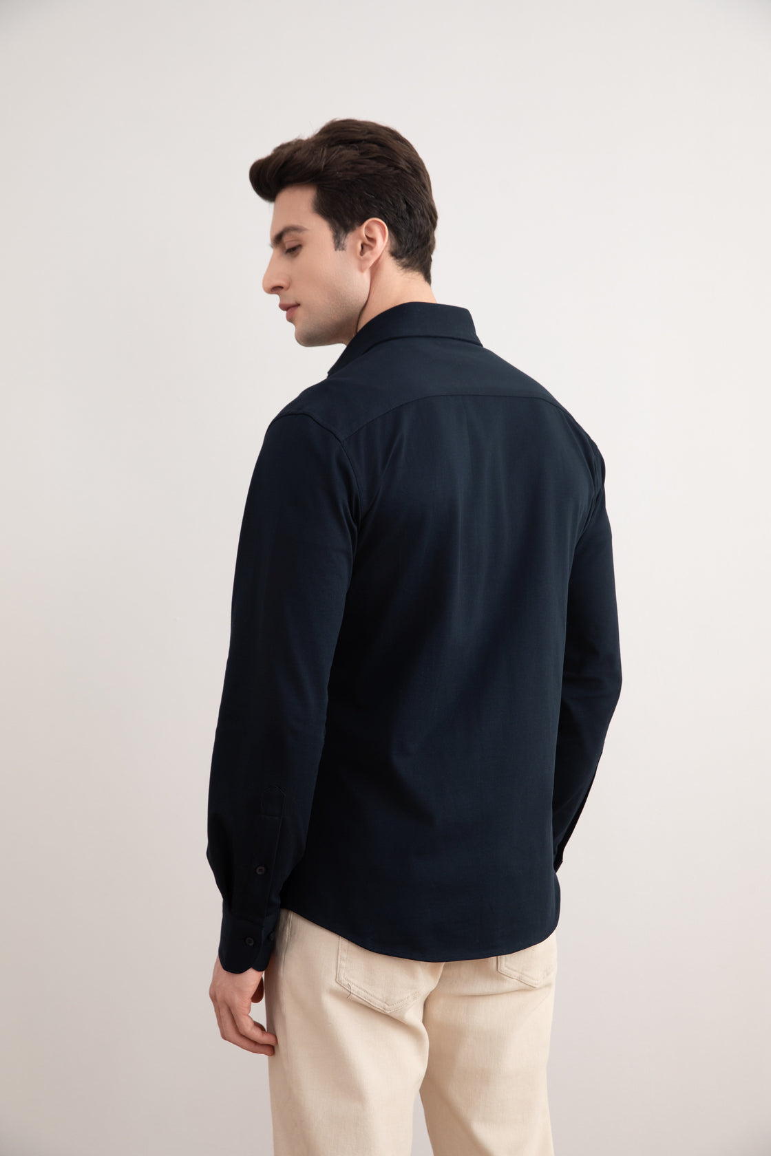 Camisa de algodão piqué marinho