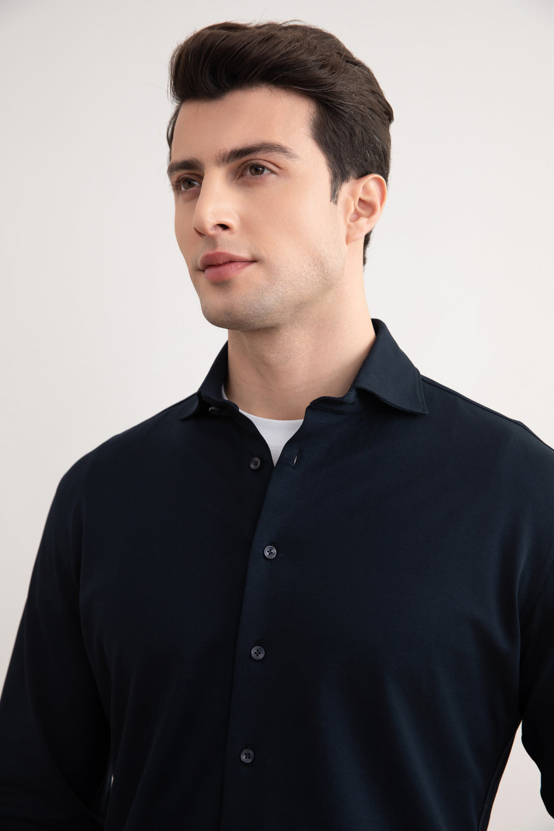 Camisa de algodão piqué marinho