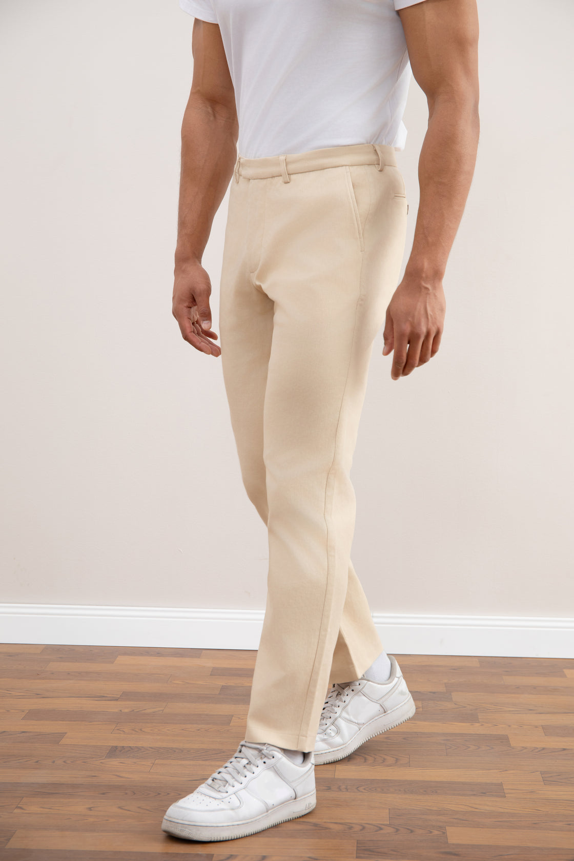 Calça de inverno bege de ajuste reto
