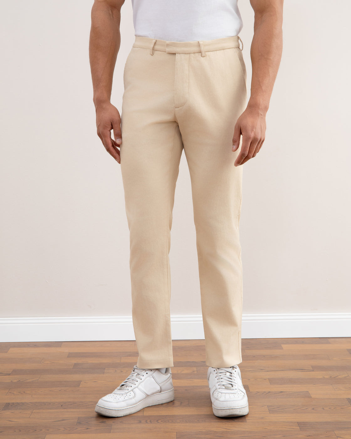 Calça de inverno bege de ajuste reto