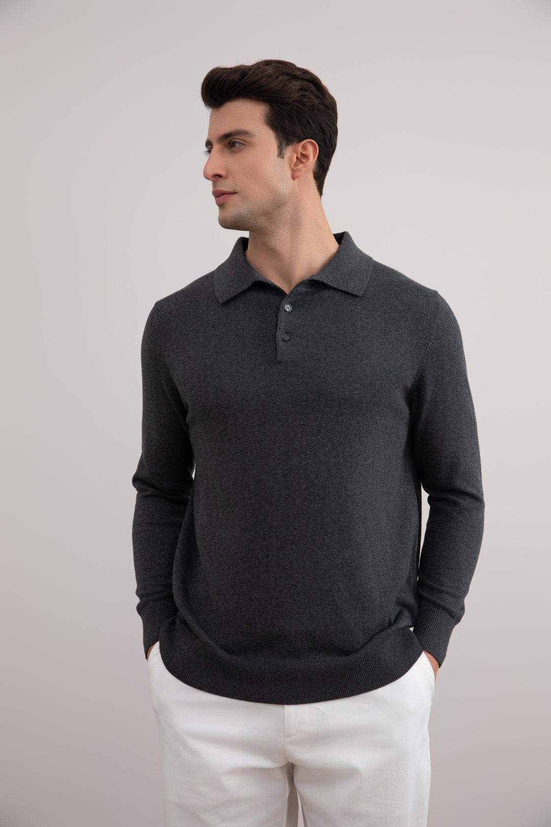 Camisa Polo Clássica Charcoal