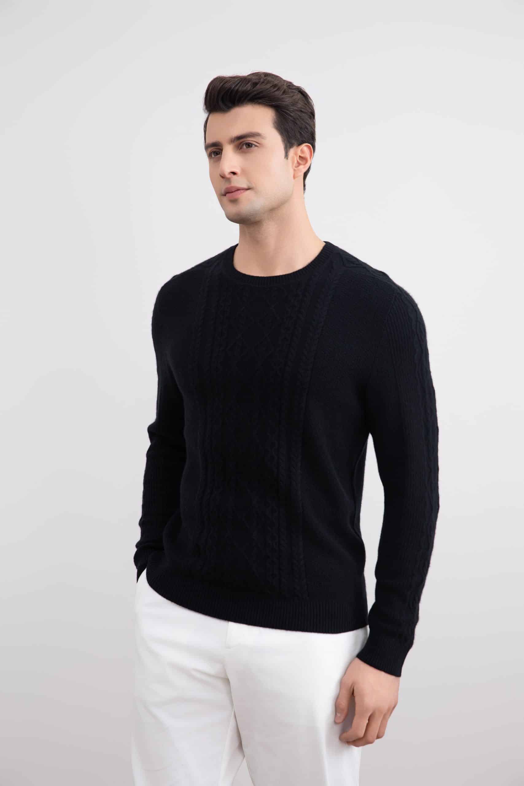 Gola alta em malha de cashmere preta
