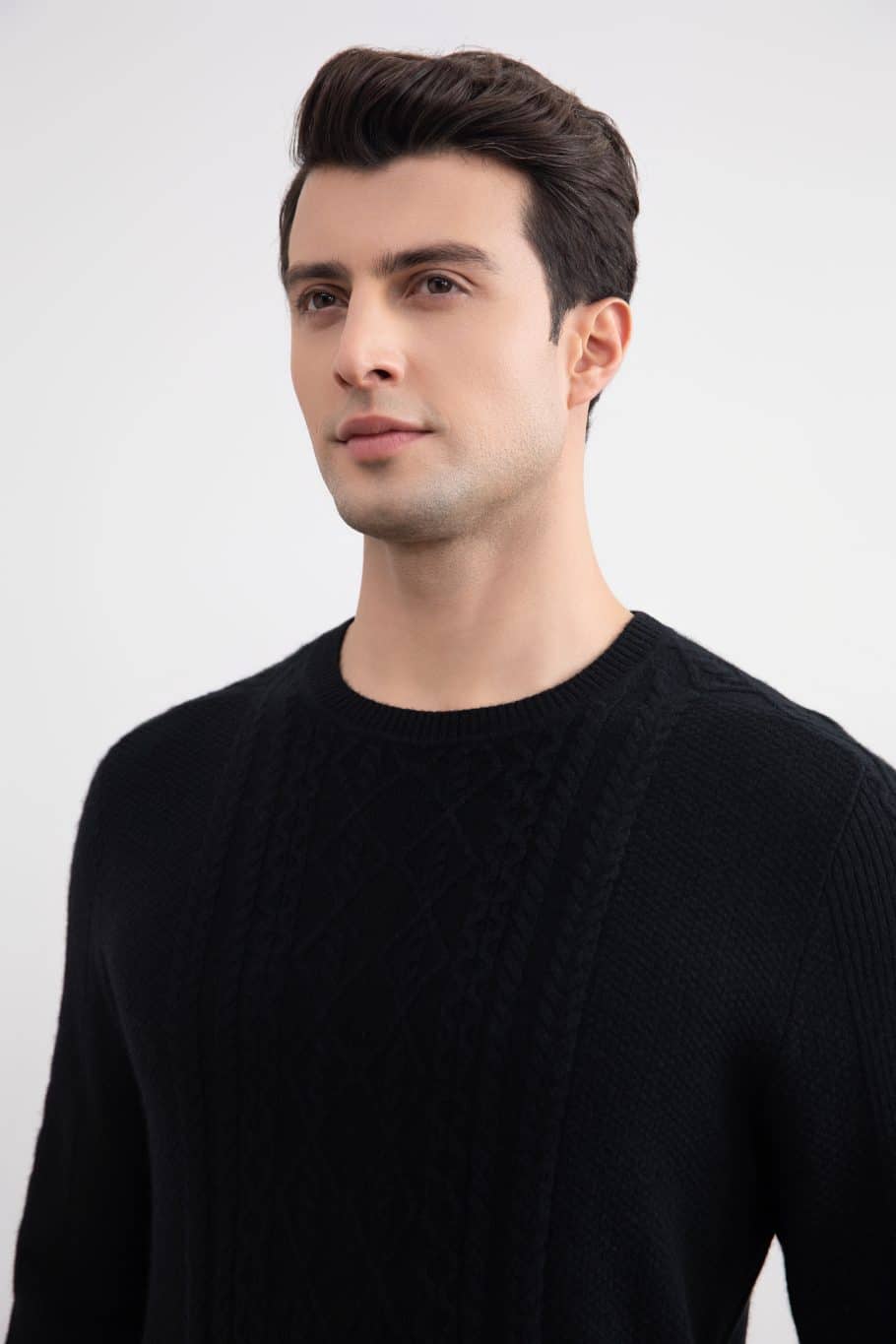 Gola alta em malha de cashmere preta