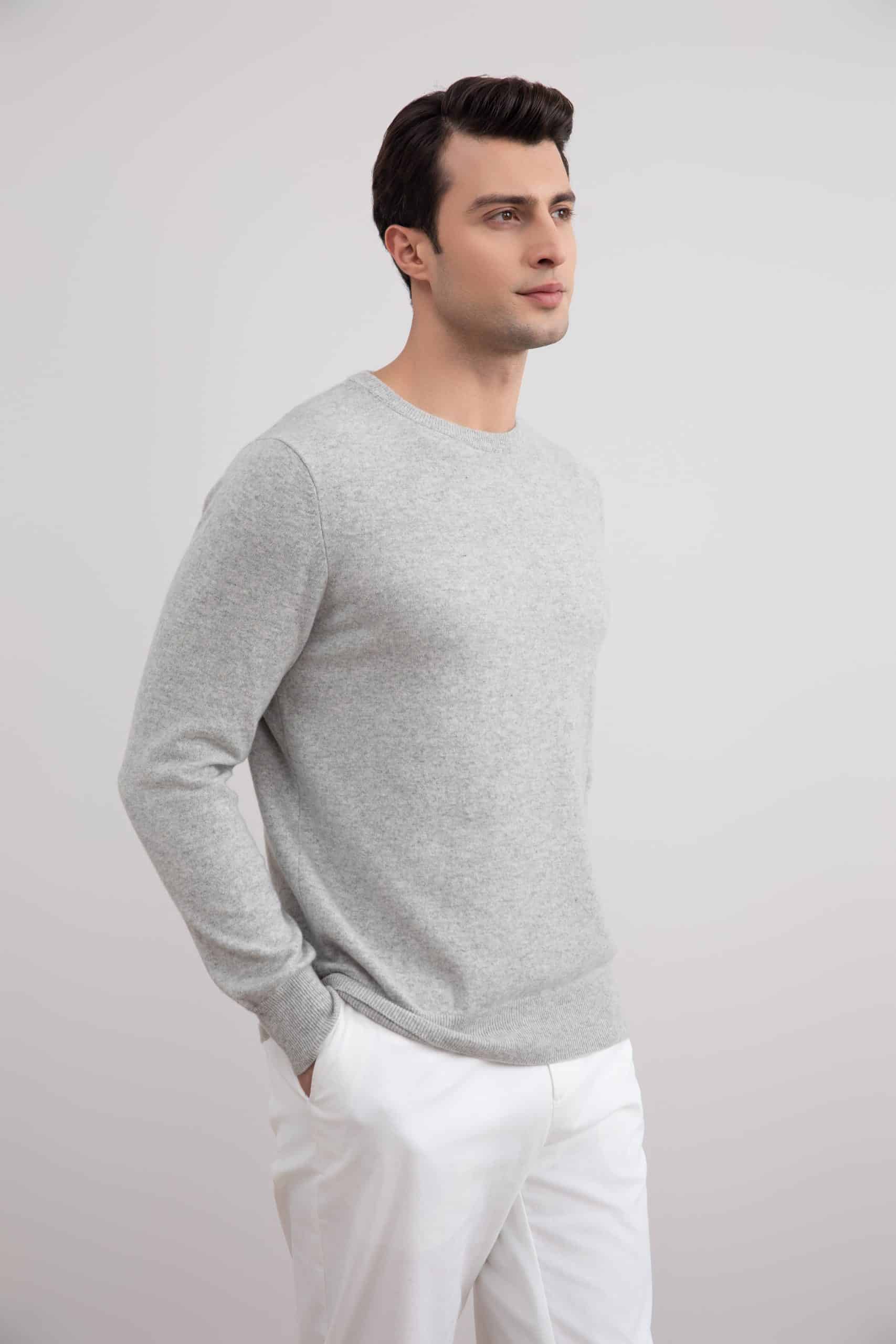 Gola alta de cashmere em mescla cinza