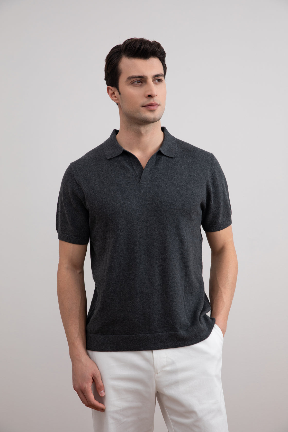 Camiseta Polo Aberta Charcoal