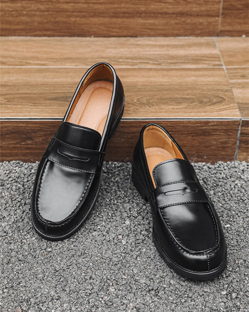 Mocassins de couro preto