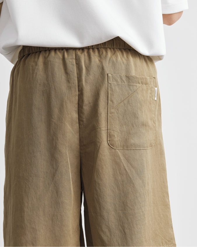 Shorts de linho largos e descontraídos com cordões