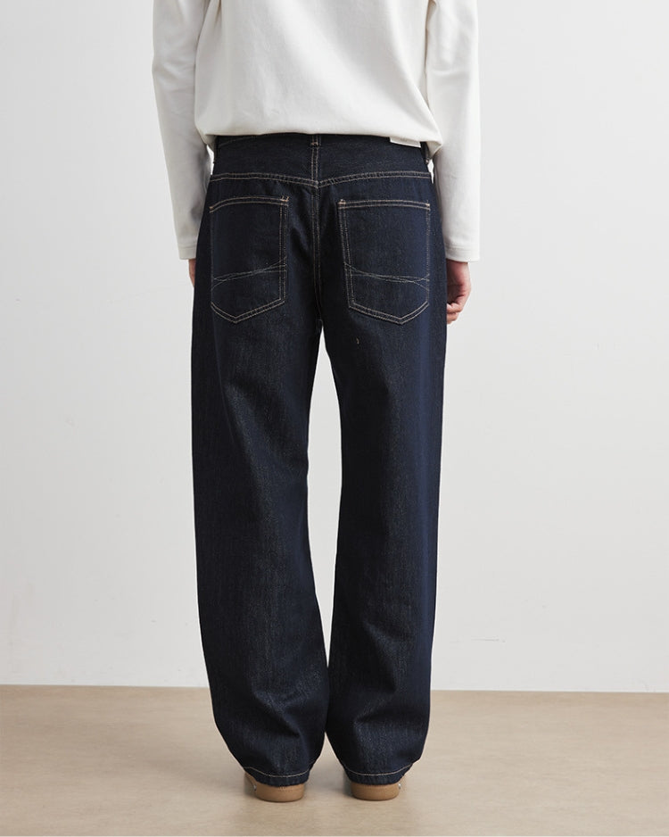 Jeans de perna larga índigo escuro
