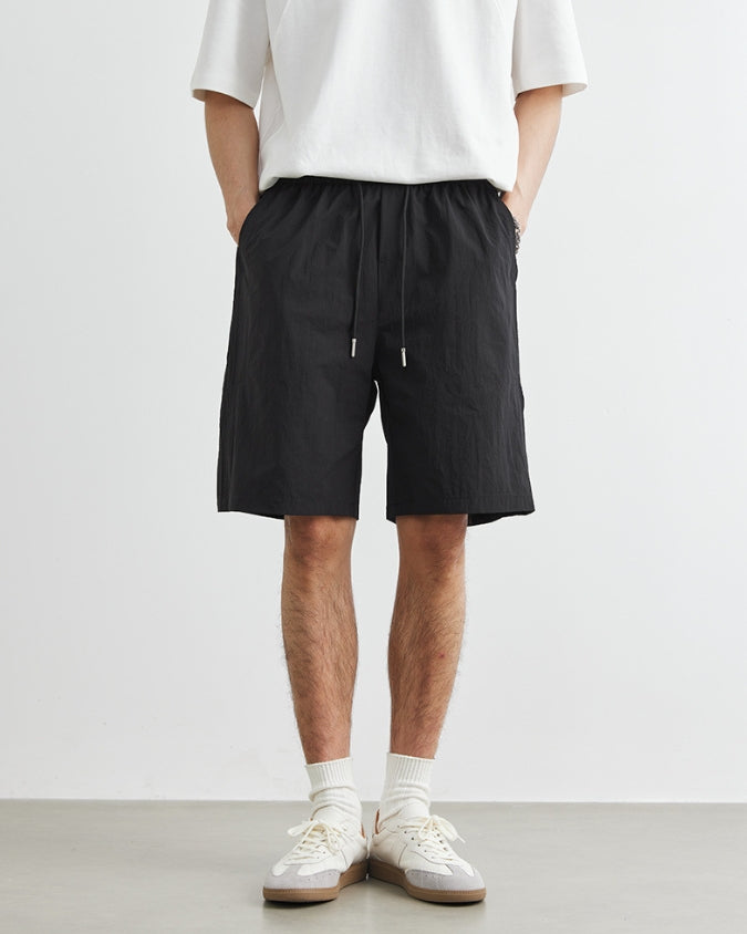 Shorts de linho largos e relaxados com cordões 0.1