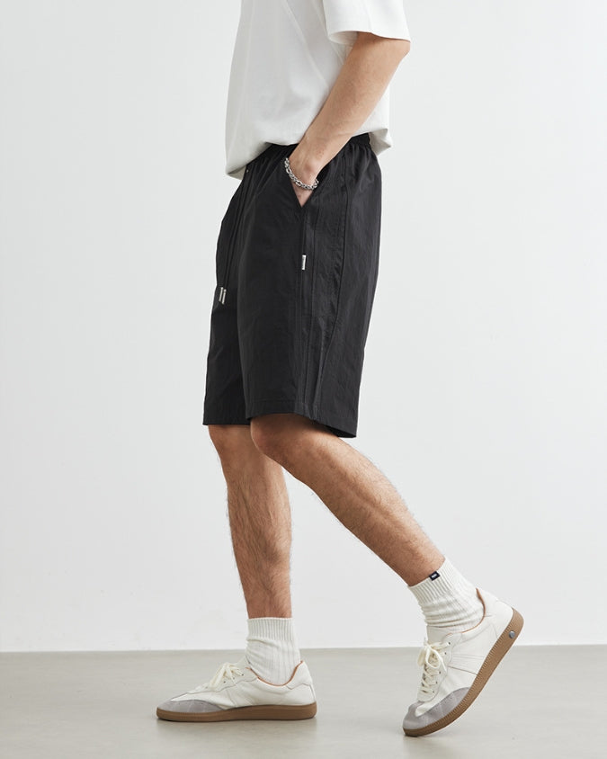 Shorts de linho largos e relaxados com cordões 0.1