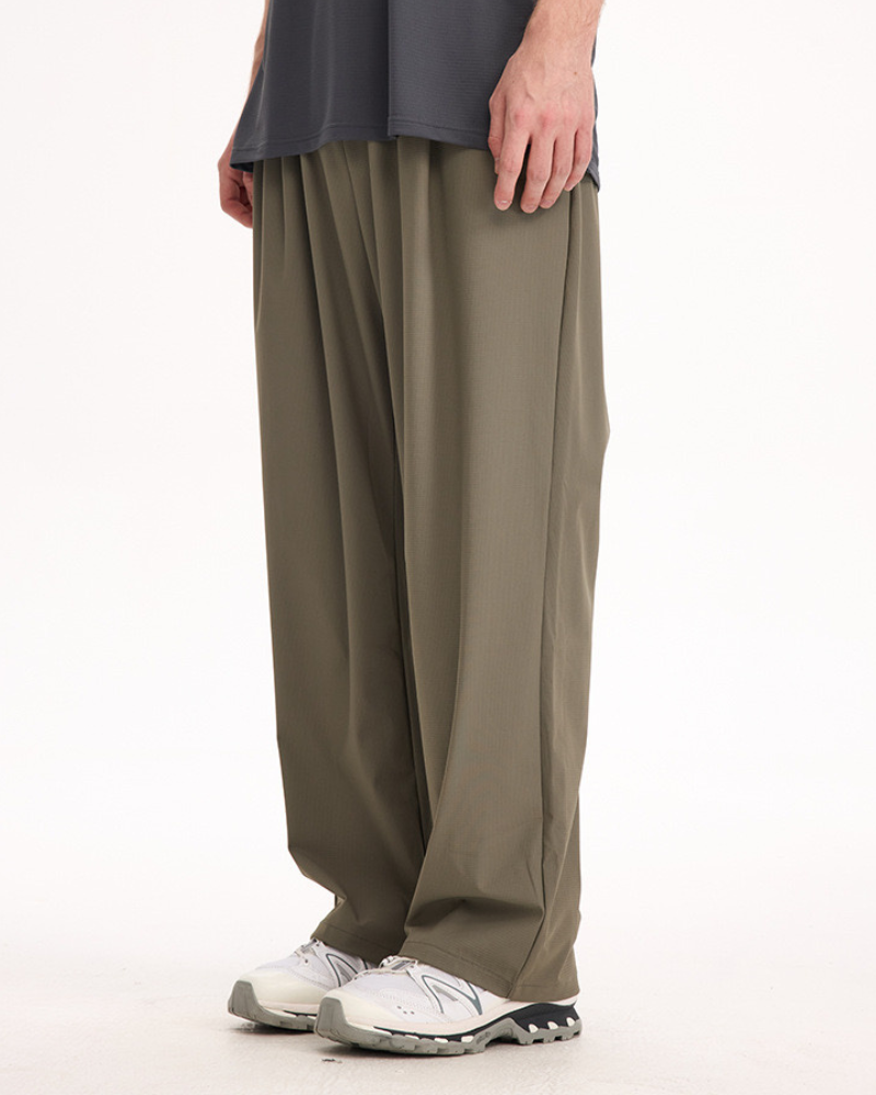 Calça de perna larga com cordão relaxado